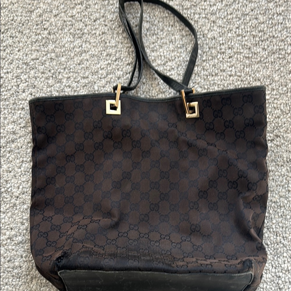 Gucci Black and Brown Checkered Tote